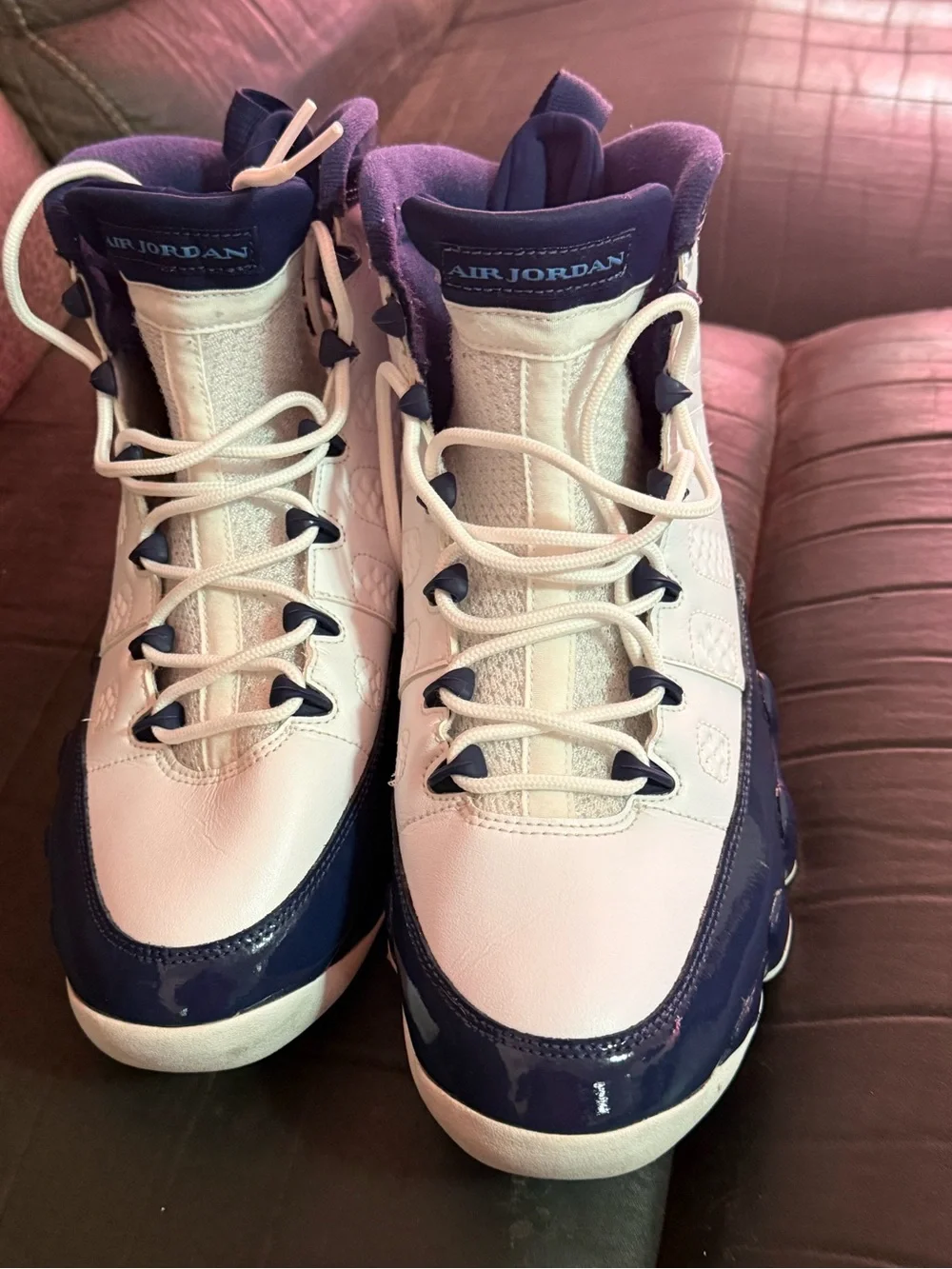 Jordan High-Top Sneakers in White & blue